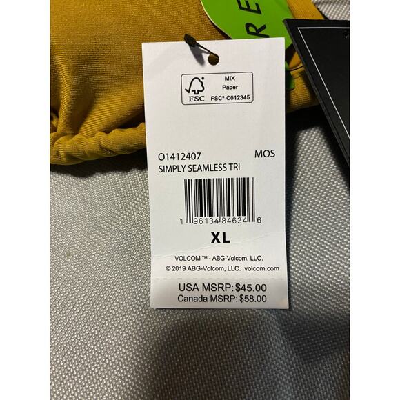 Volcom NEW Women XL Standard Simply Seamless Triangle Swimsuit Bikini Top Padded - Picture 4 of 6